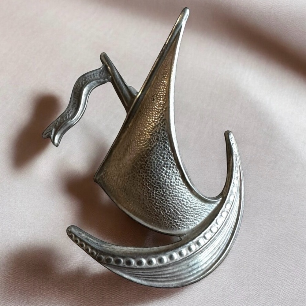Vintage Sterling Silver Viking Sailboat Brooch Norway